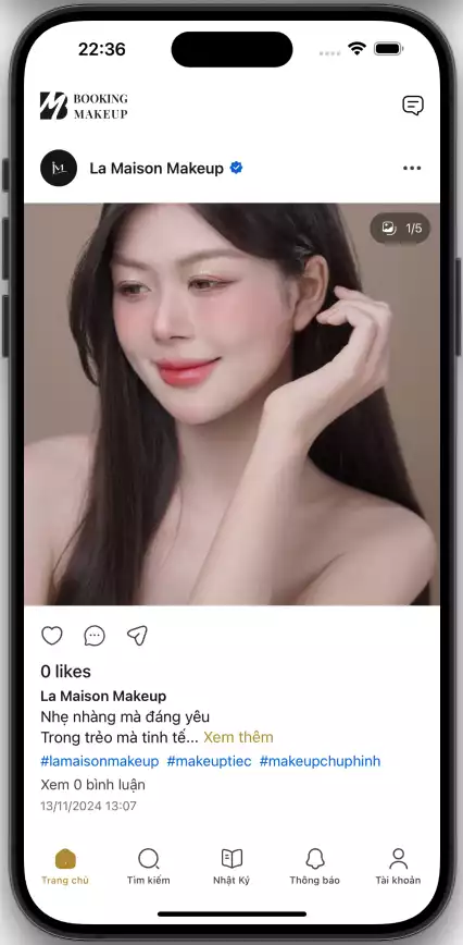 Bảng tin Booking Makeup với bài đăng của makeup artist